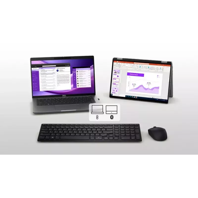 DELL KM555 Tylus belaidis klaviatūros ir pelės rinkinys RF + Bluetooth QWERTY US International Juoda