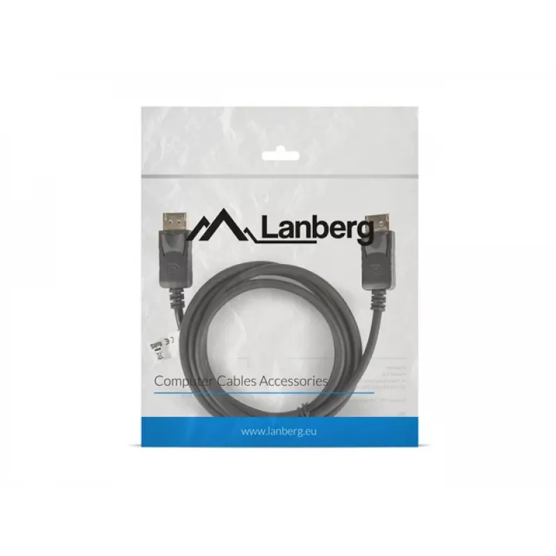 LANBERG DisplayPort kabelis, vyriškas/vyriškas, 19 kontaktų, V1.2, 4K, 1,8 m, juodas
