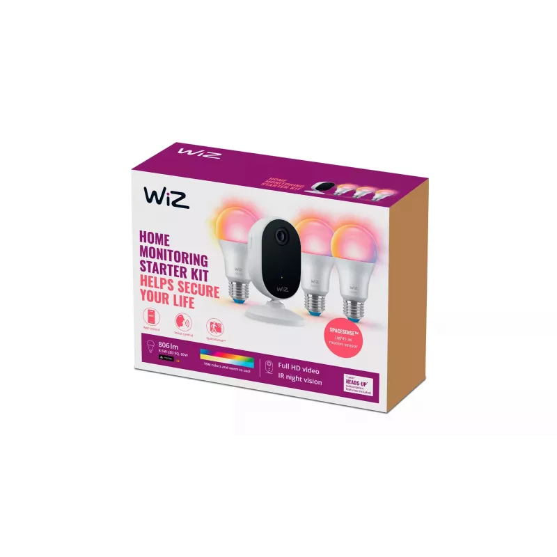 WiZ išmaniojo apšvietimo pradžios rinkinys su namų stebėjimo funkcija, Wi-Fi/Bluetooth, baltas, 3 lemputės
