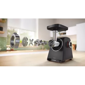 Mėsmalė Bosch MFWS430B – 1900 W, 2 greičiai, 2,5 kg/min, juoda/sidabrinė, 4,3 kg