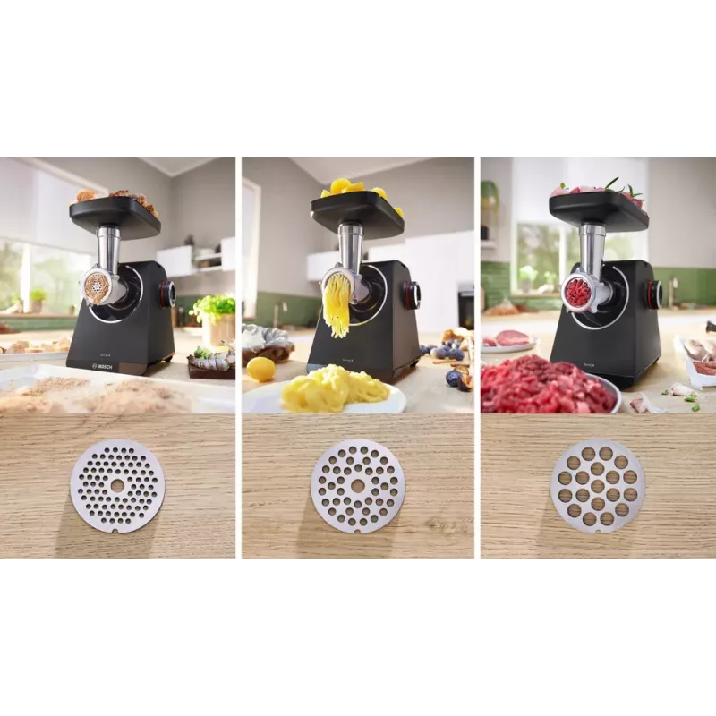 Mėsmalė Bosch MFWS430B – 1900 W, 2 greičiai, 2,5 kg/min, juoda/sidabrinė, 4,3 kg
