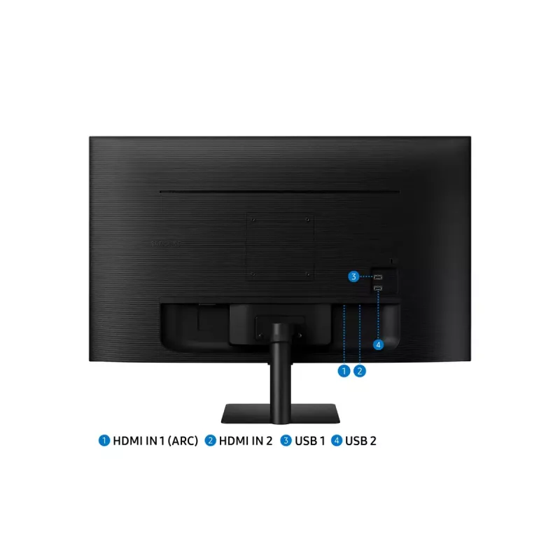 27 colių Samsung M50D monitorius – Full HD (1920×1080), VA LED, 4 ms, 178° žiūrėjimo kampas, įmontuoti garsiakalbiai, USB šakotuvas, VESA, juodas