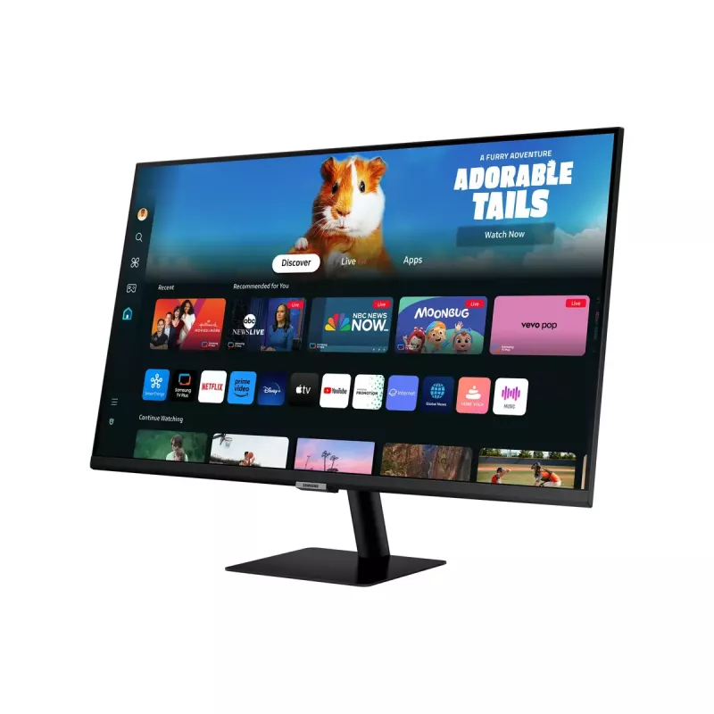 27 colių Samsung M50D monitorius – Full HD (1920×1080), VA LED, 4 ms, 178° žiūrėjimo kampas, įmontuoti garsiakalbiai, USB šakotuvas, VESA, juodas