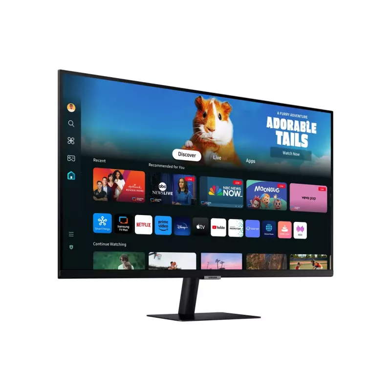 27 colių Samsung M50D monitorius – Full HD (1920×1080), VA LED, 4 ms, 178° žiūrėjimo kampas, įmontuoti garsiakalbiai, USB šakotuvas, VESA, juodas