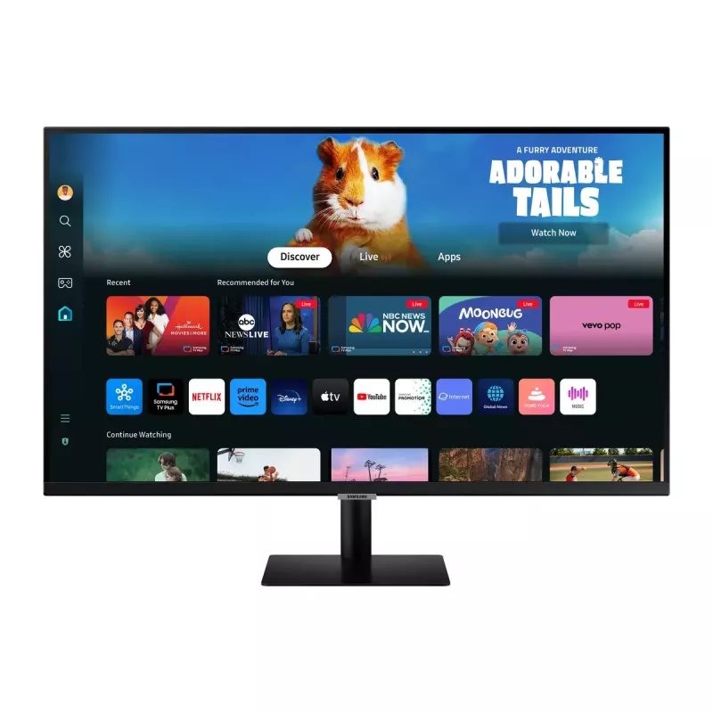 27 colių Samsung M50D monitorius – Full HD (1920×1080), VA LED, 4 ms, 178° žiūrėjimo kampas, įmontuoti garsiakalbiai, USB šakotuvas, VESA, juodas
