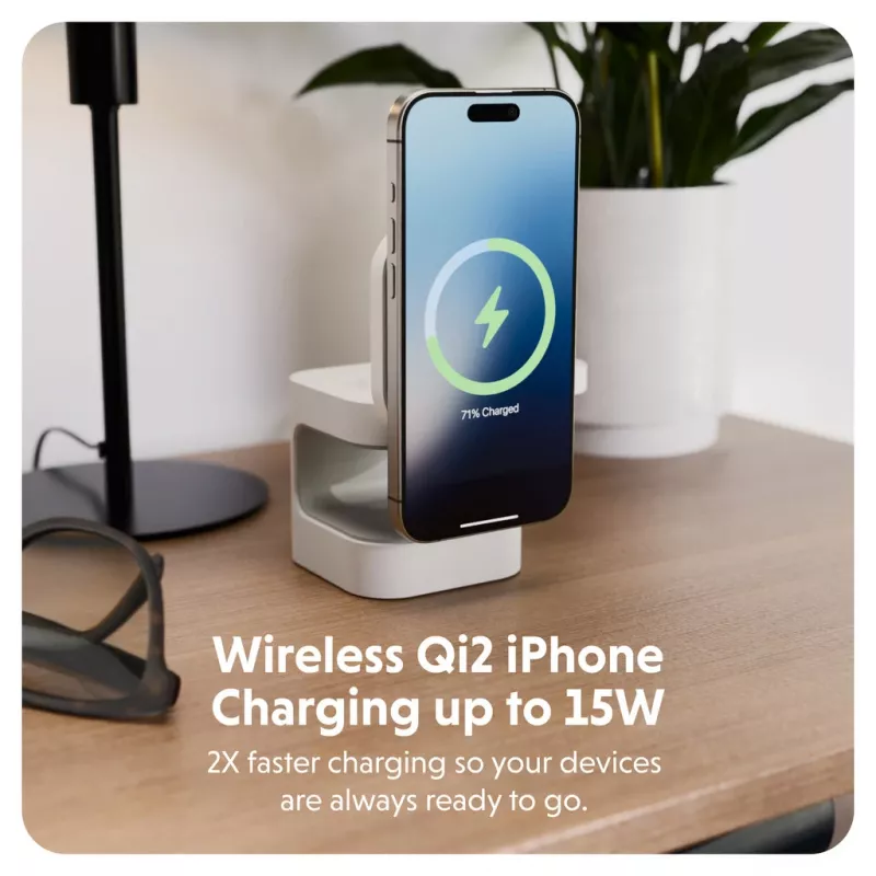 Targus HJ3320WHGL belaidis įkroviklis ausinėms, išmaniajam telefonui, išmaniajam laikrodžiui, baltas, USB, greitasis įkrovimas
