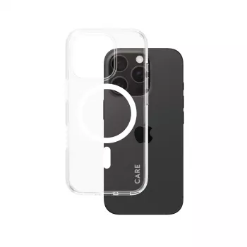 PanzerGlass CARE™ Urban Combat dėklas permatomas su balta MagSafe iPhone 16 Pro