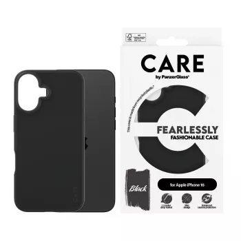 PanzerGlass CARE by Fashionable Case Black iPhone 16 permatomas dėklas
