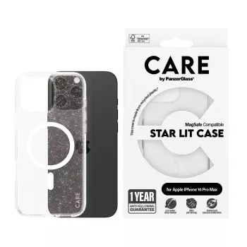 PanzerGlass CARE™ by ® Urban Combat Case Star Lit baltas su MagSafe, skirtas iPhone 16 Pro Max