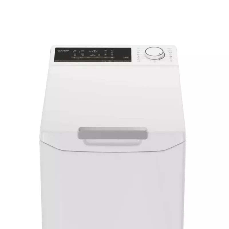 Skalbimo mašina su viršutiniu pakrovimu CANDY TCA284TM5-S – 8 kg, 1200 aps./min., A energijos klasė, 410×600×860 mm, balta