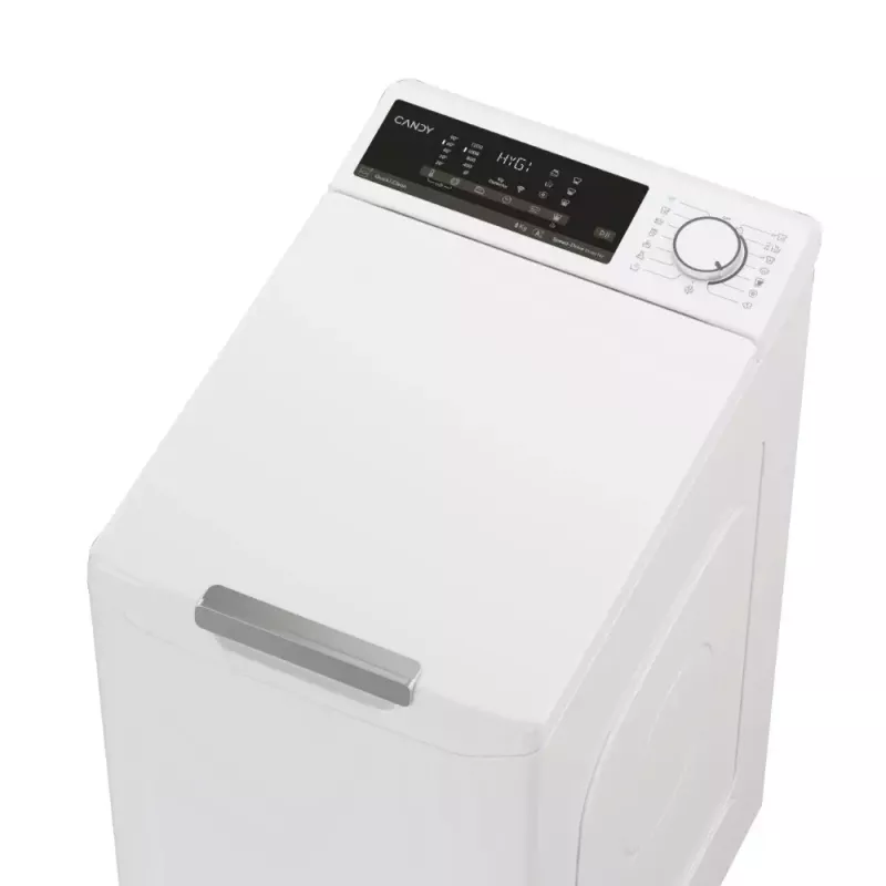 Skalbimo mašina su viršutiniu pakrovimu CANDY TCA284TM5-S – 8 kg, 1200 aps./min., A energijos klasė, 410×600×860 mm, balta