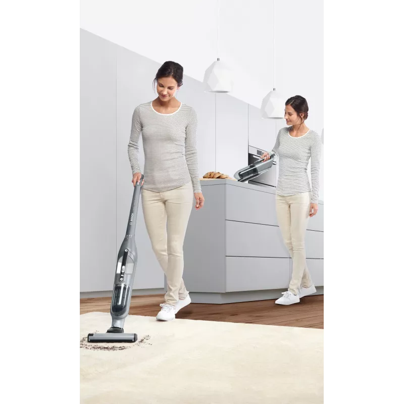 Bosch BCH3P210 2‑in‑1 belaidis ir tinklinis dulkių siurblys, sausas valymas, 0,4 L talpa, pilka/juoda, 3 kg