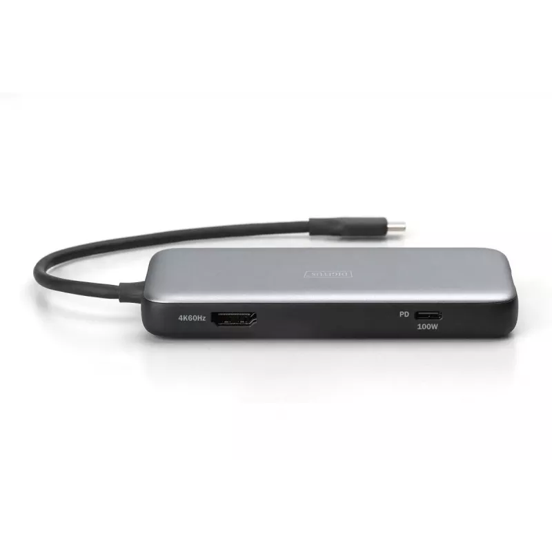 DIGITUS USB-C stotelė, 7 prievadų - HDMI / 2x USB-A 3.2 Gen 2 / GbE / SD / MicroSD - 100W USB Power Delivery