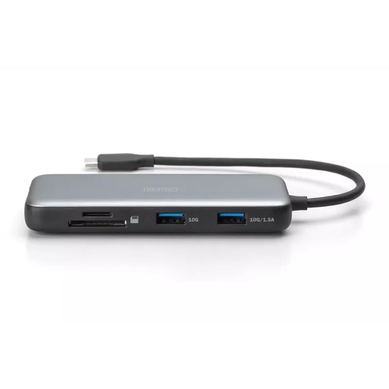 DIGITUS USB-C stotelė, 7 prievadų - HDMI / 2x USB-A 3.2 Gen 2 / GbE / SD / MicroSD - 100W USB Power Delivery