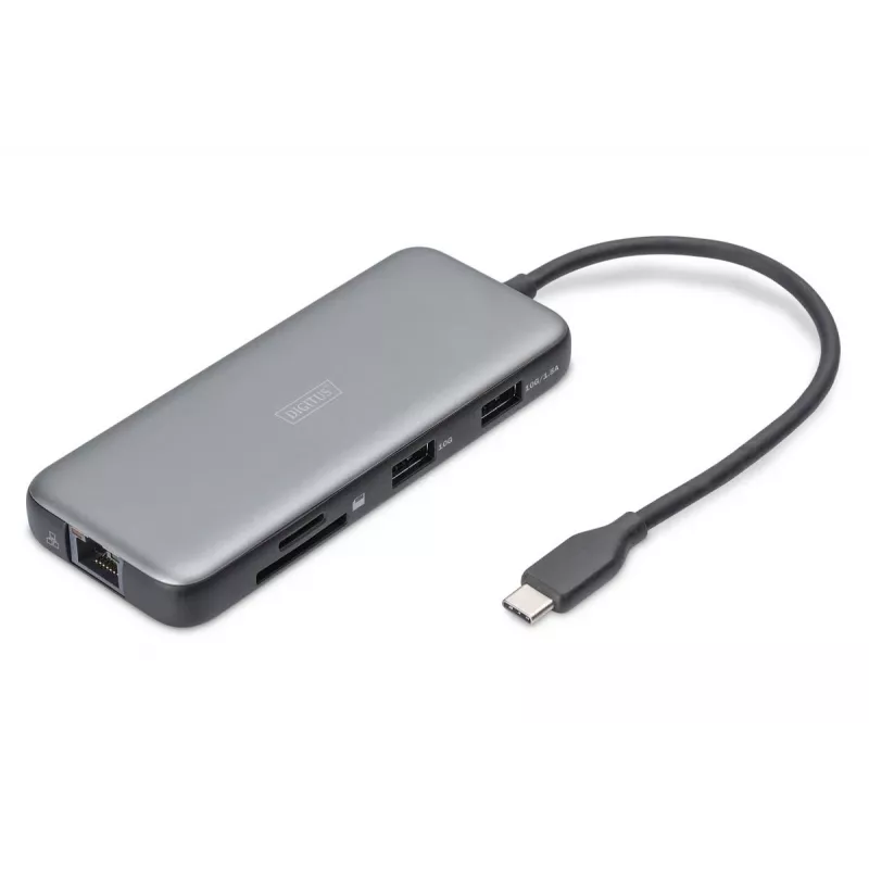DIGITUS USB-C stotelė, 7 prievadų - HDMI / 2x USB-A 3.2 Gen 2 / GbE / SD / MicroSD - 100W USB Power Delivery