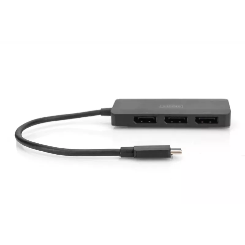 Digitus DS-45334 3 prievadų MST vaizdo šakotuvas, USB-C į 3x DisplayPort, juodas