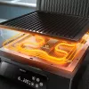 Philips 7000 serijos kontaktinis grilis, juodas, stačiakampis, liečiamas, 220 °C, šarnyrinis dangtis, fiksuojamas dangtis, 180°