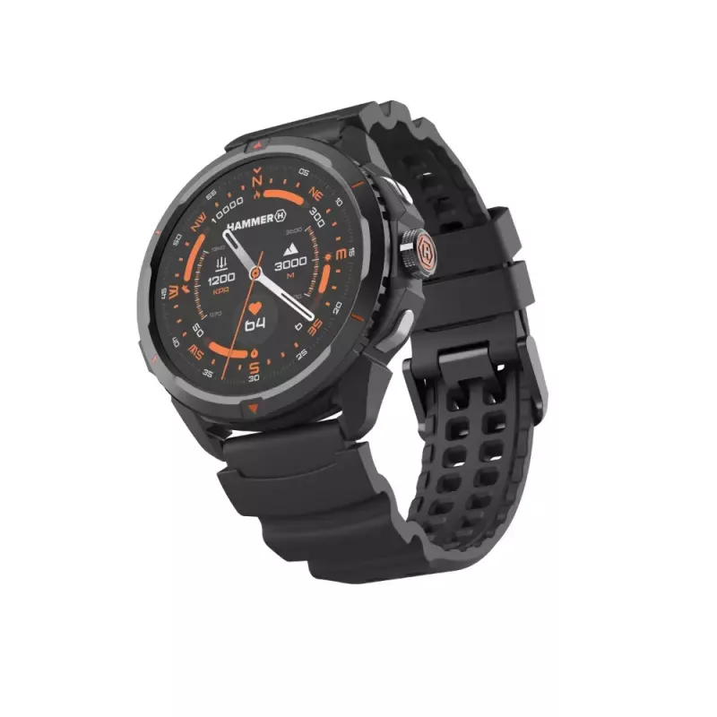 Išmanusis laikrodis Hammer Watch 2 juodas – 1,5 colio AMOLED, GPS, atsparus vandeniui, širdies ritmo stebėjimas, kūno rengybos sekimas