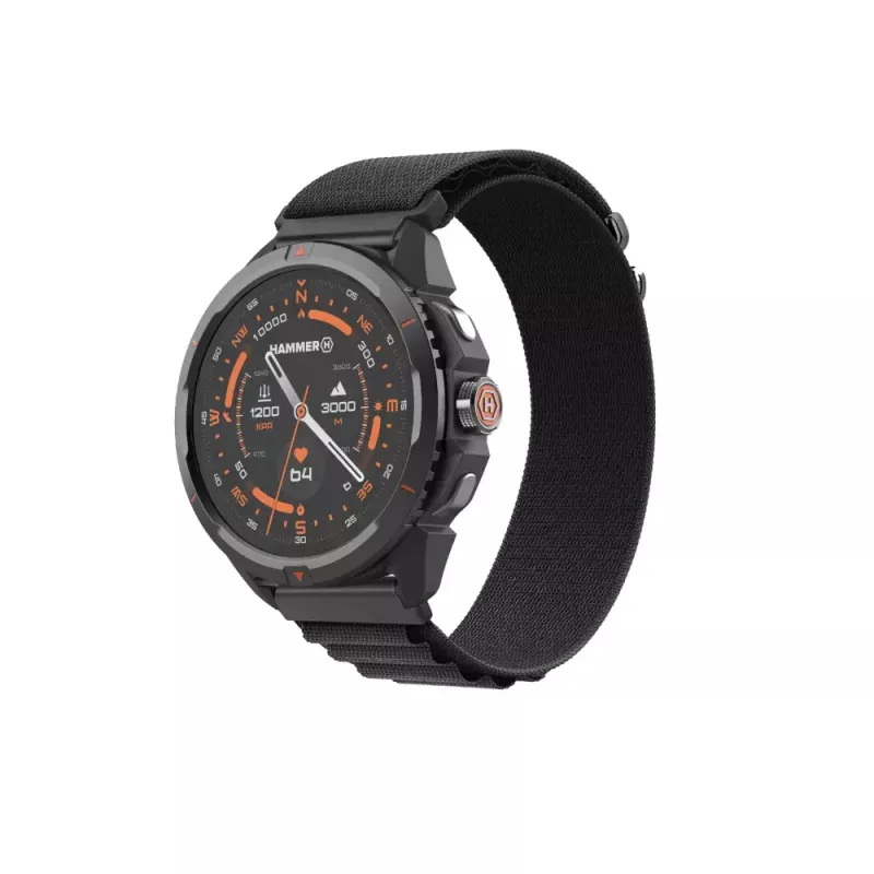 Išmanusis laikrodis Hammer Watch 2 juodas – 1,5 colio AMOLED, GPS, atsparus vandeniui, širdies ritmo stebėjimas, kūno rengybos sekimas