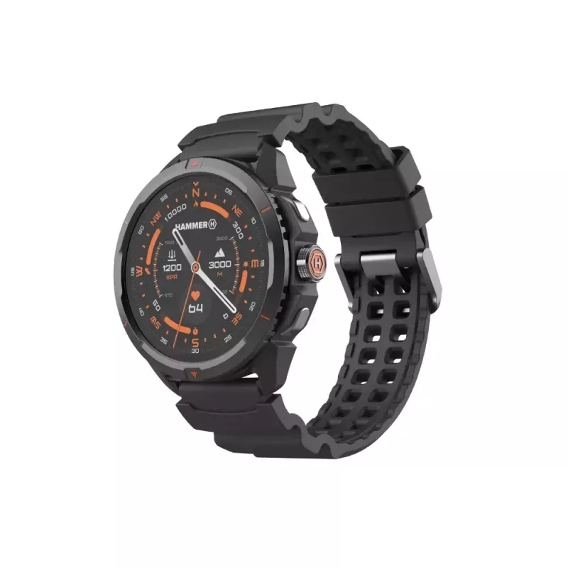 Išmanusis laikrodis Hammer Watch 2 juodas – 1,5 colio AMOLED, GPS, atsparus vandeniui, širdies ritmo stebėjimas, kūno rengybos sekimas