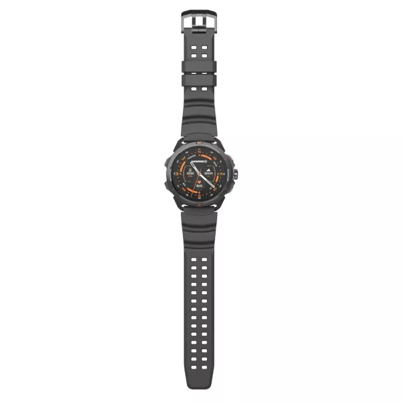 Išmanusis laikrodis Hammer Watch 2 juodas – 1,5 colio AMOLED, GPS, atsparus vandeniui, širdies ritmo stebėjimas, kūno rengybos sekimas