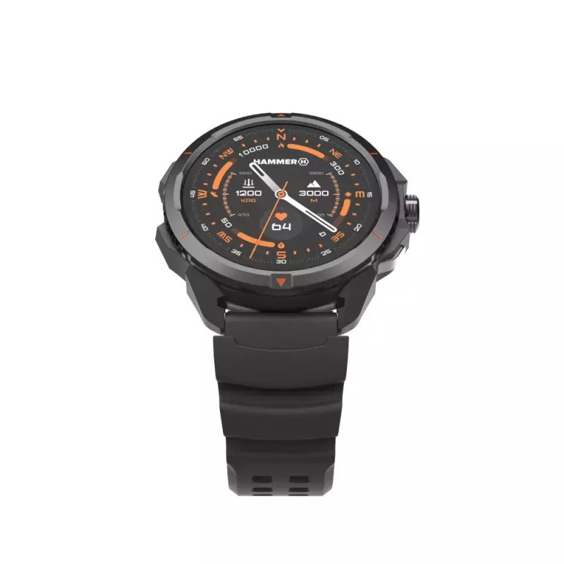Išmanusis laikrodis Hammer Watch 2 juodas – 1,5 colio AMOLED, GPS, atsparus vandeniui, širdies ritmo stebėjimas, kūno rengybos sekimas