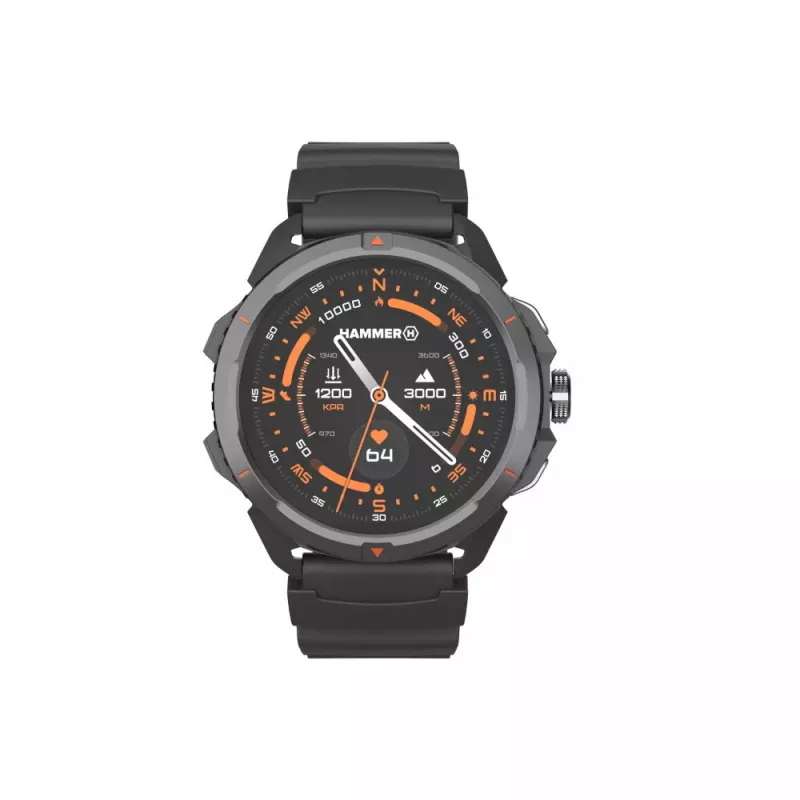 Išmanusis laikrodis Hammer Watch 2 juodas – 1,5 colio AMOLED, GPS, atsparus vandeniui, širdies ritmo stebėjimas, kūno rengybos sekimas