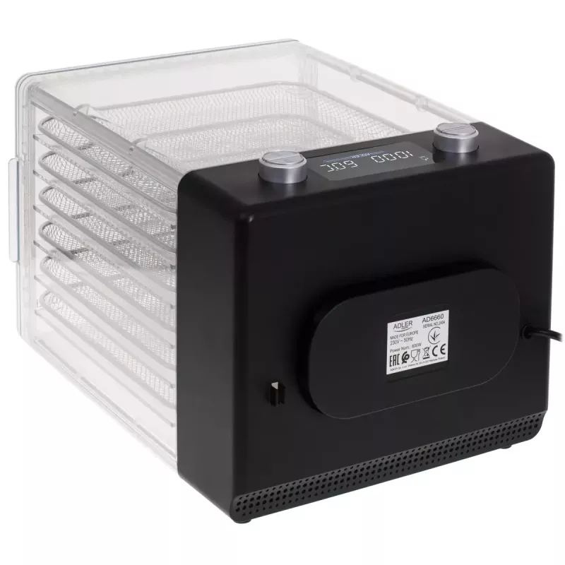 Džiovintuvas Adler AD 6660, 600 W, 6 padėklų, reguliuojamas termostatas, plienas, sulankstomas dizainas