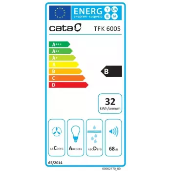 Įmontuojamas teleskopinis gartraukis CATA TFK 6005 X, nerūdijantis plienas, 60 cm, 390 m³/h, mechaninis, energijos klasė B, CSLED