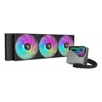 DeepCool LT360 ARGB R-LT360-BKAMNC-G-1 procesoriaus skysčio aušinimo sistema „viskas viename“, 360 mm radiatorius, 3x 120 mm ventiliatoriai, 600-2400 RPM, 72,04 CFM, LGA1851/LGA1700/LGA1200/AM5/AM4, juoda