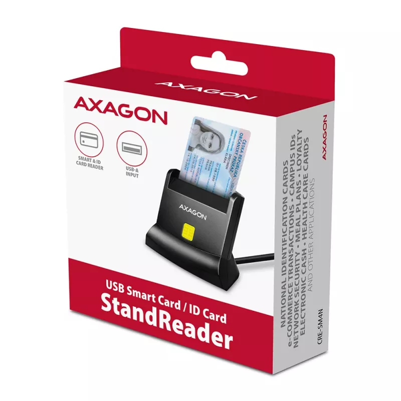 Axagon CRE-SM4N stalinis kontaktinis kortelių skaitytuvas USB 2.0, juodas