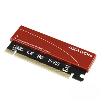 Axagon PCEM2-S PCIe x16 – M.2 NVMe M-rakto adapteris su pasyviu aliumininiu radiatoriumi