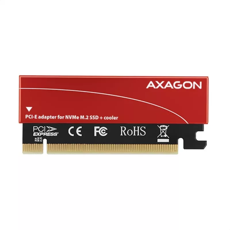 Axagon PCEM2-S PCIe x16 – M.2 NVMe M-rakto adapteris su pasyviu aliumininiu radiatoriumi