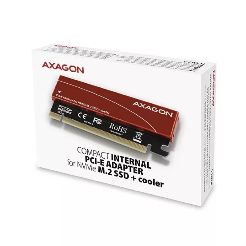 Axagon PCEM2-S PCIe x16 – M.2 NVMe M-rakto adapteris su pasyviu aliumininiu radiatoriumi