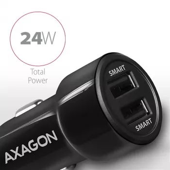 Automobilinis įkroviklis Axagon PWC-5V5 SMART 24W, 2x USB-A, 5V/2.4A + 5V/2.4A