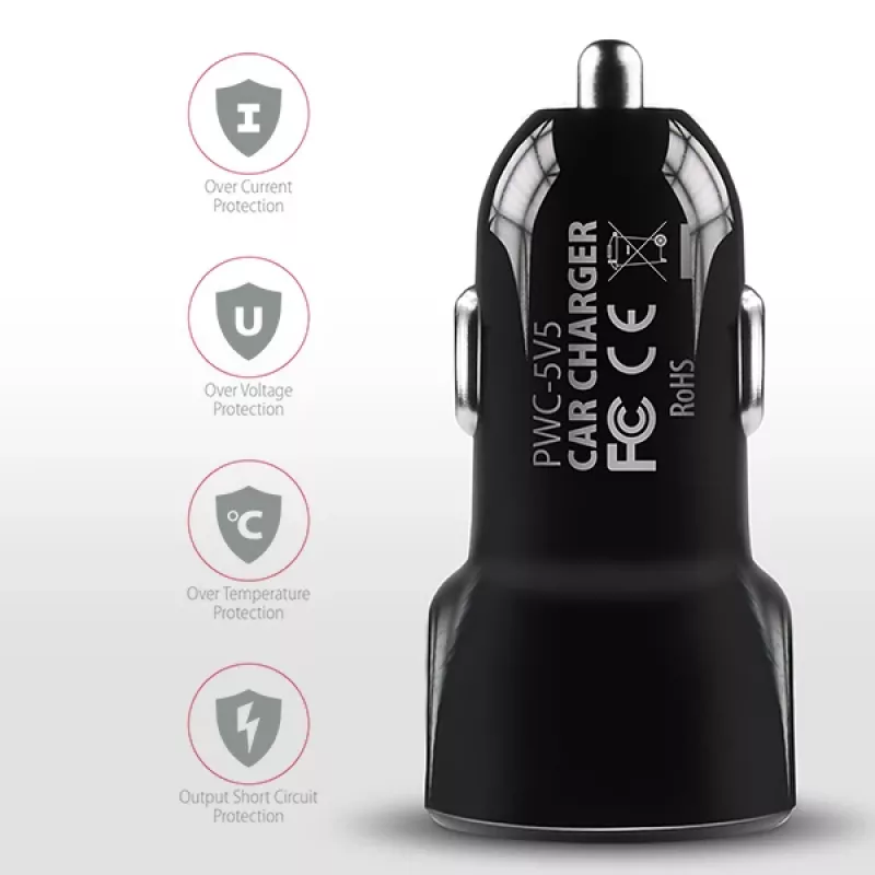 Automobilinis įkroviklis Axagon PWC-5V5 SMART 24W, 2x USB-A, 5V/2.4A + 5V/2.4A