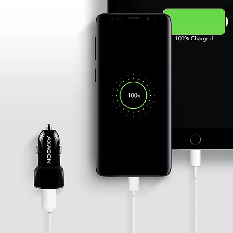 Automobilinis USB įkroviklis Axagon PWC-QC5, 31.5W, QC 3.0, SMART, juodas