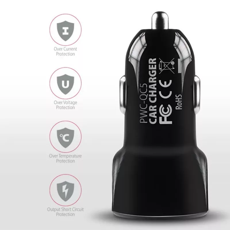 Automobilinis USB įkroviklis Axagon PWC-QC5, 31.5W, QC 3.0, SMART, juodas