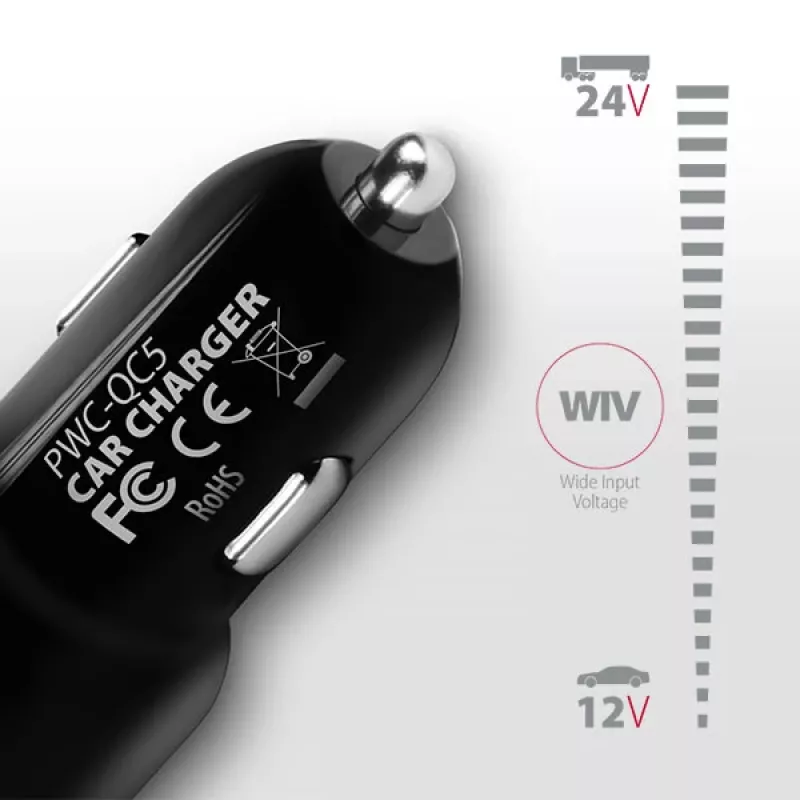 Automobilinis USB įkroviklis Axagon PWC-QC5, 31.5W, QC 3.0, SMART, juodas