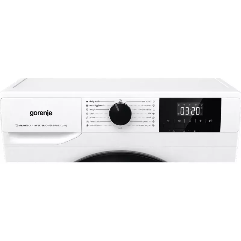 Skalbimo mašina Gorenje W3NGPI72SBS priekinė 7 kg, 1200 aps./min., LCD, garai, 59,5×43,5 cm, energijos klasė B