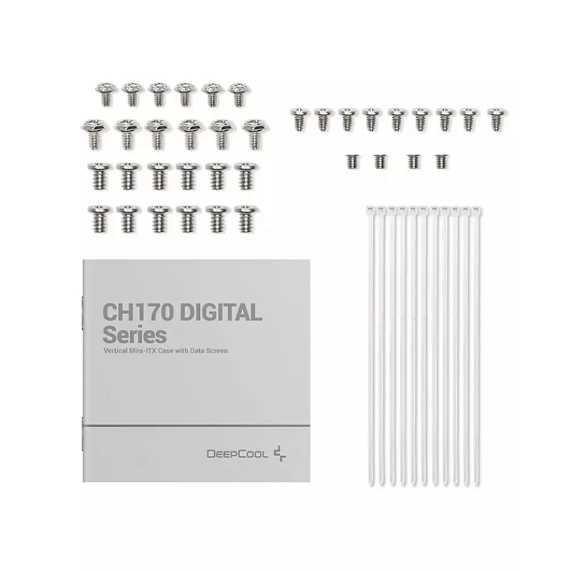 DeepCool CH170 Digital R-CH170-WHNPI0D-G-1 Mini-ITX Mini Tower PC korpusas, be maitinimo šaltinio, 2x USB 3.0, USB-C, baltas
