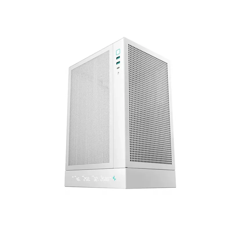 DeepCool CH170 Digital R-CH170-WHNPI0D-G-1 Mini-ITX Mini Tower PC korpusas, be maitinimo šaltinio, 2x USB 3.0, USB-C, baltas