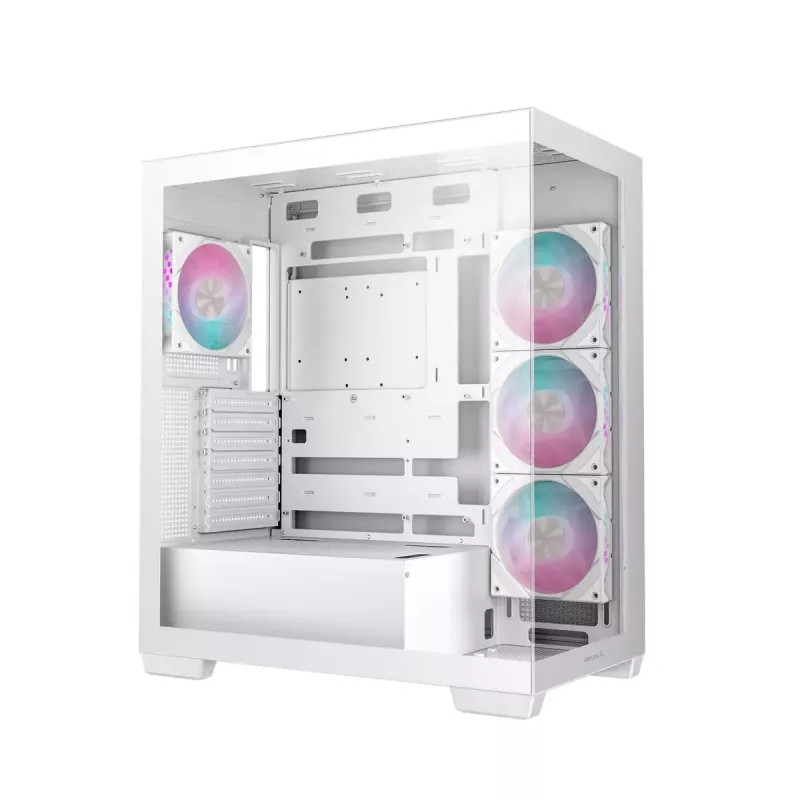 PC korpusas DeepCool CG580 4F WH Midi Tower ATX/Micro ATX/ITX, grūdintas stiklas, 3×120 mm + galinis 120 mm ventiliatoriai, baltas