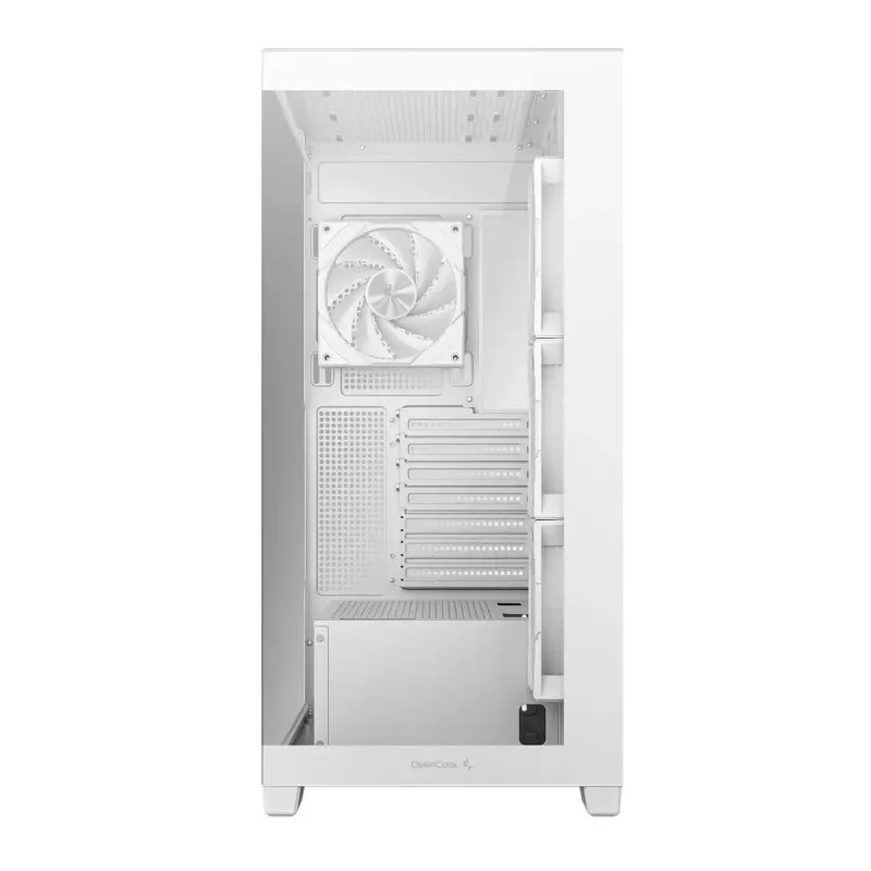PC korpusas DeepCool CG580 4F WH Midi Tower ATX/Micro ATX/ITX, grūdintas stiklas, 3×120 mm + galinis 120 mm ventiliatoriai, baltas