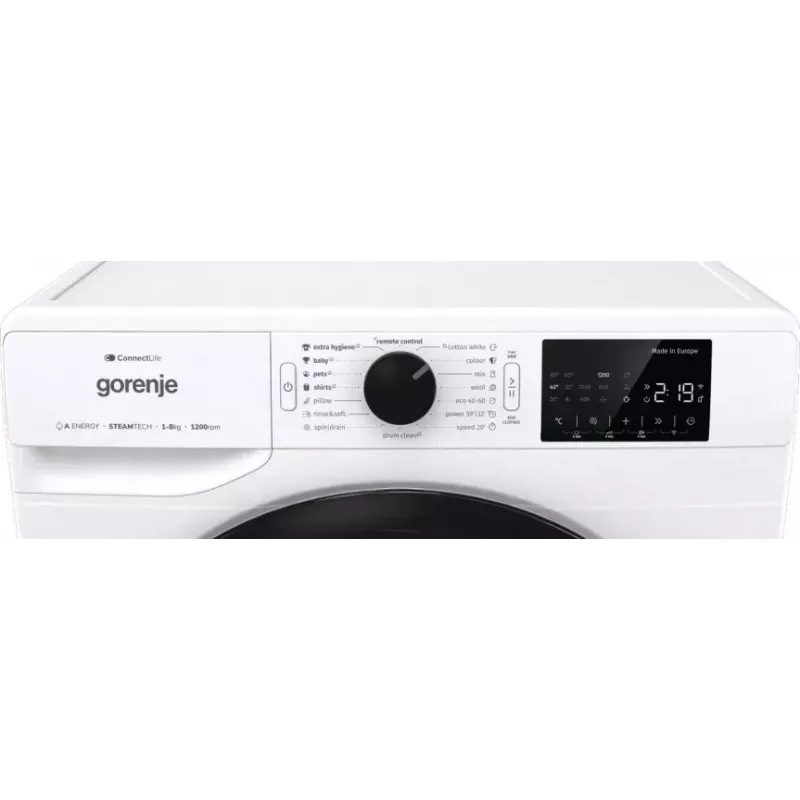 Gorenje WPNEI82A1SWIFI skalbimo mašina, pakrovimas iš priekio, 8 kg, 1200 RPM, balta
