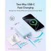 Powerbank Anker Zolo 10000mAh, 30W greitas įkrovimas, įmontuotas USB-C laidas, baltas