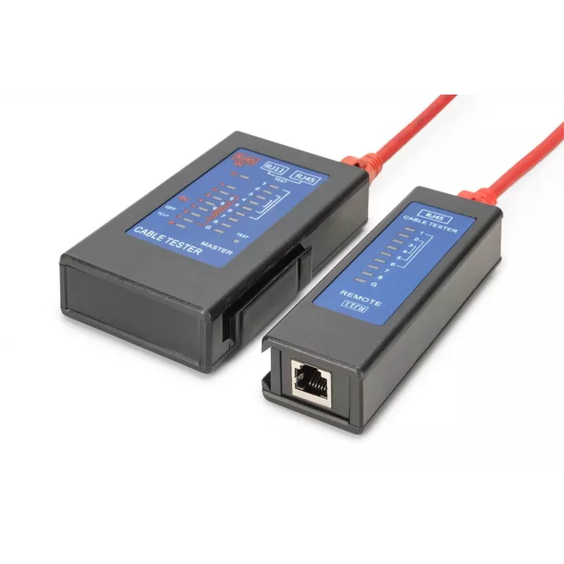 DIGITUS DN-14001-2 Belaidis tinklo kabelių testeris su PoE testavimu ir dėklu