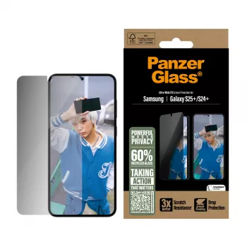 PanzerGlass® privatumo apsauginis stiklas Samsung Galaxy S25+ | S24+ | Ultra-Wide Fit