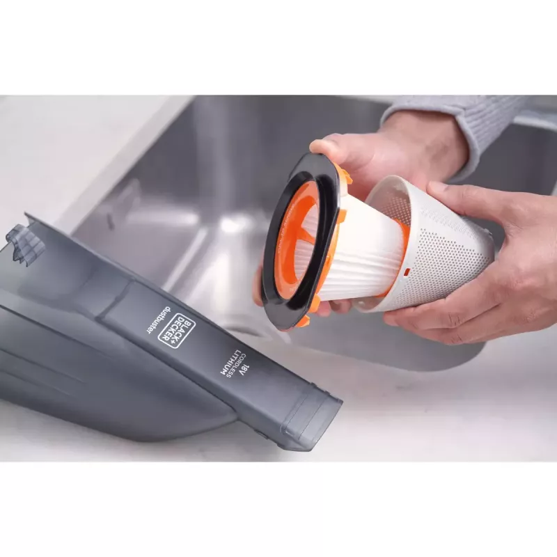 Nešiojamas dulkių siurblys Black & Decker BCHV001B kompaktiškas, lengvas, su plaunamu filtru ir įkrovimo stovu