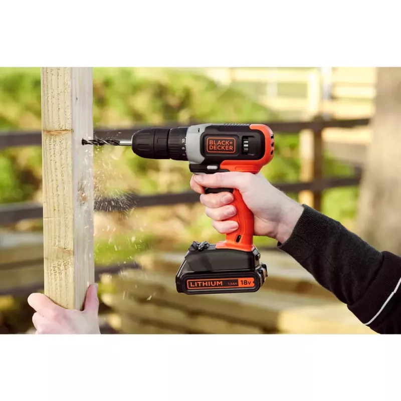 Belaidis gręžtuvas/suktuvas Black & Decker BCD001C1, 18 V, Li‑jon 1,5 Ah, oranžinis/juodas